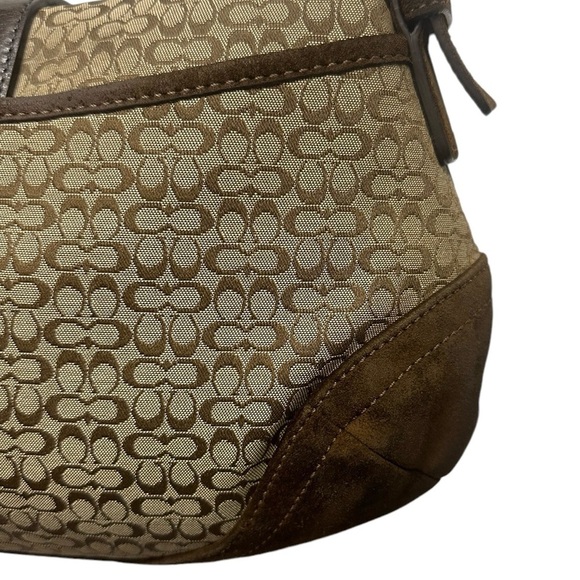 Coach Vintage #6808 Signature Soho Brown Jacquard/Suede Flap Logo Hobo Bag - Picture 16 of 16